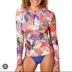 Next By Athena Womens Small Native Palms Tropical Print Surf Rash Guard NWT